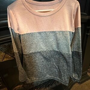 Colorblock Crewneck Sweatshirt - Pink, Light Gray, Dark Gray